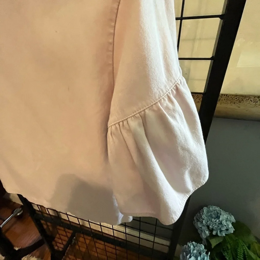J. Crew Light Pink Blouse with Puff Sleeves